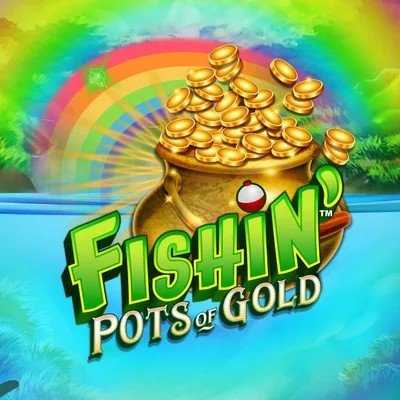 Fishin Pots Of Gold slot logo by Gameburger Studios at Kong Casino